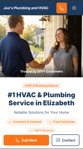 Professional website on mobile